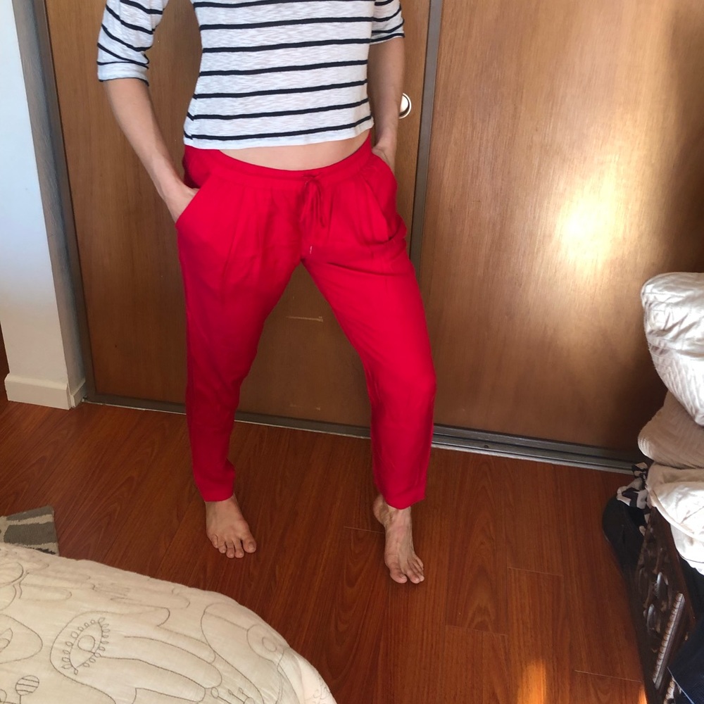 Red silk Joie pants